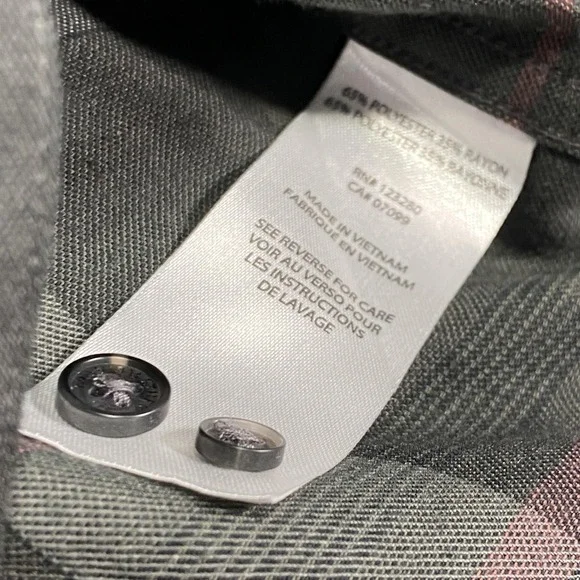 Travis Mathew Gray and Black Plaid Casual Button Down Shirt - Picture 7 of 8